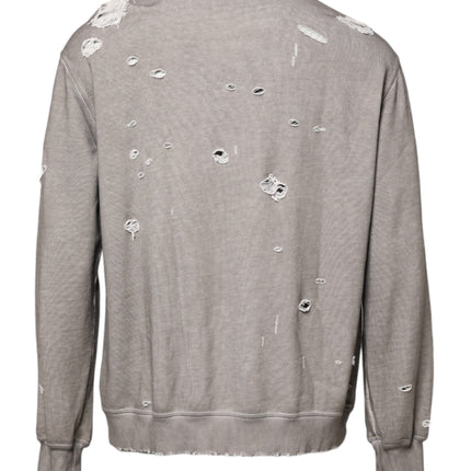 Dolce & Gabbana Gray Logo Print Crew Neck Pullover Sweater