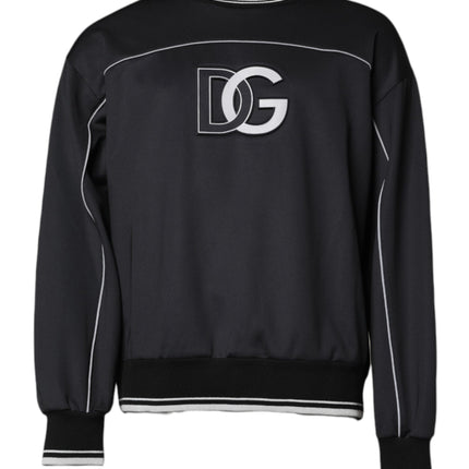 Dolce & Gabbana Black Logo Polyester Crew Neck Men Pullover Sweater