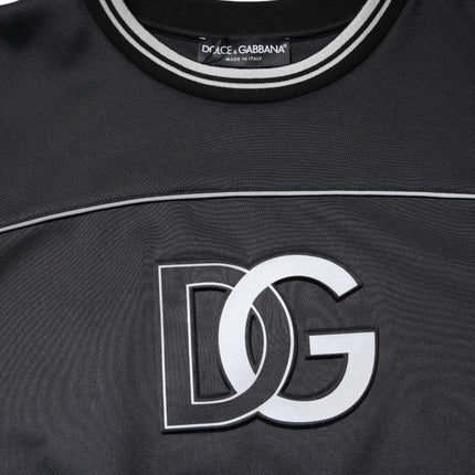 Dolce & Gabbana Black Logo Polyester Crew Neck Men Pullover Sweater