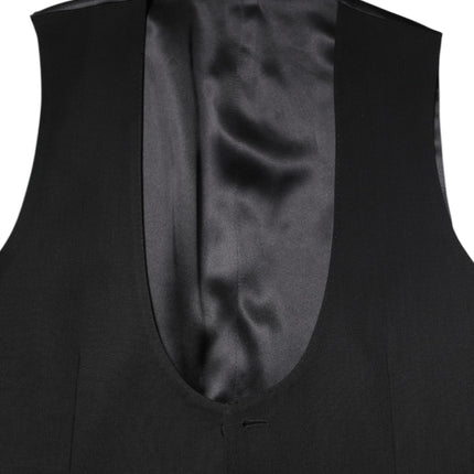 Dolce & Gabbana Black Wool Waistcoat Dress Formal Vest