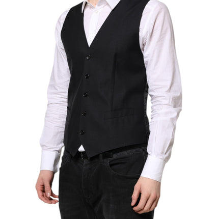 Dolce & Gabbana Black Wool Waistcoat Dress Formal Vest