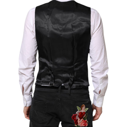 Dolce & Gabbana Black Wool Waistcoat Dress Formal Vest