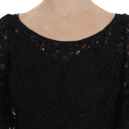Dolce & Gabbana Black Floral Lace Long Bodycon Maxi Dress