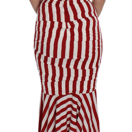 Dolce & Gabbana Red White Silk Stretch Dress