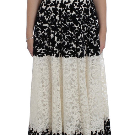 Dolce & Gabbana Floral Lace Ricamo Long Ball Maxi Dress