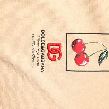 Dolce & Gabbana Beige Cotton Logo Print Crew Neck T-shirt
