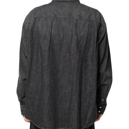 Dolce & Gabbana Gray Long Sleeves Button Down Denim Shirt