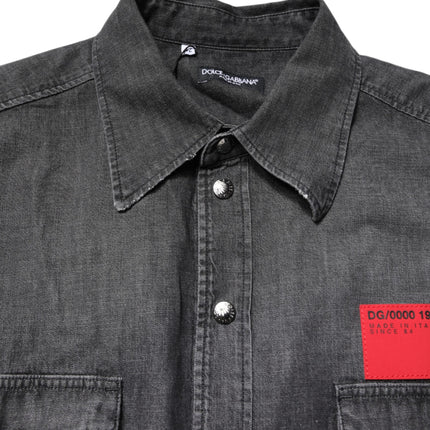 Dolce & Gabbana Gray Long Sleeves Button Down Denim Shirt