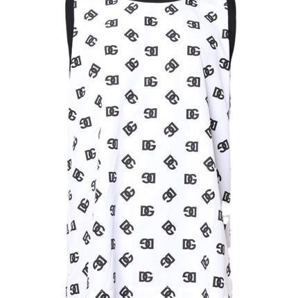 Dolce & Gabbana White Polyester Sleeveless DG Logo T-shirt