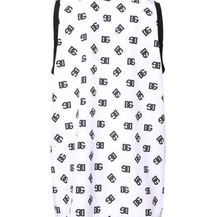 Dolce & Gabbana White Polyester Sleeveless DG Logo T-shirt