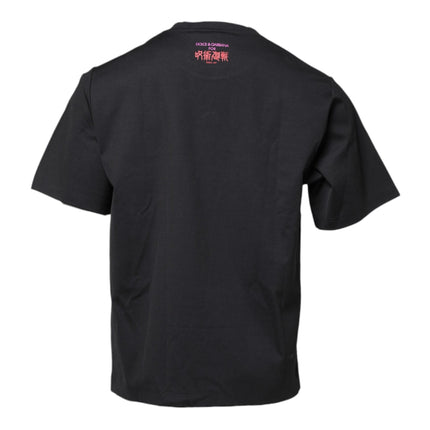 Dolce & Gabbana Black Cotton Graphic Print Crew Neck T-shirt