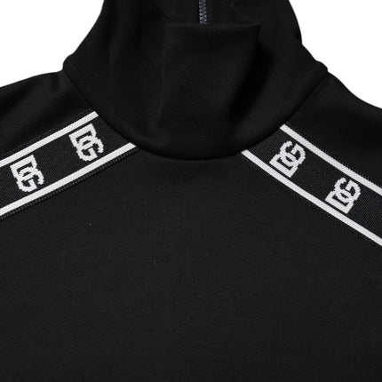 Dolce & Gabbana Black Cotton DG Print Turtleneck T-shirt