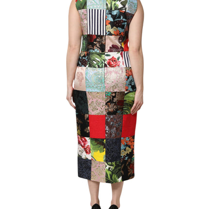 Dolce & Gabbana Multicolor Patchwork Sleeveless Sheath Dress