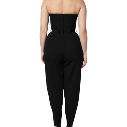 Dolce & Gabbana Black Wool Strapless Romper Jumpsuit Dress