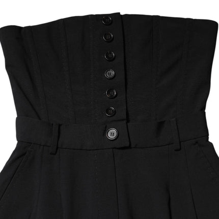 Dolce & Gabbana Black Wool Strapless Romper Jumpsuit Dress