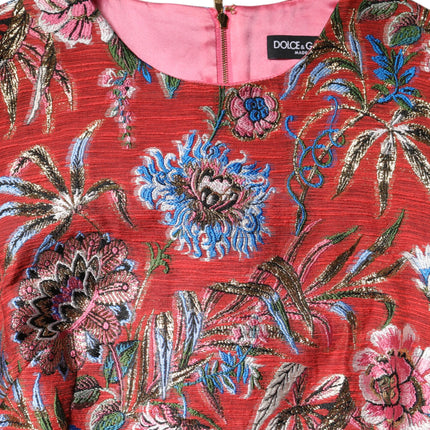 Dolce & Gabbana Red Floral Jacquard A-line Mini Dress