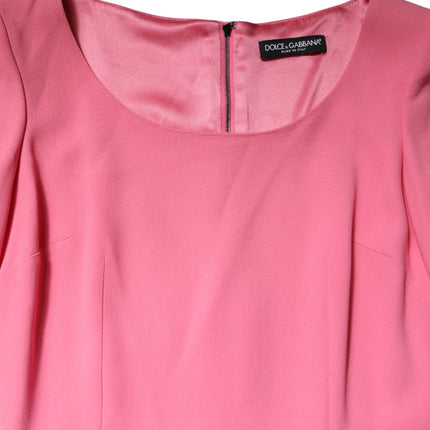 Dolce & Gabbana Pink Viscose Short Sleeve Sheath Midi Dress
