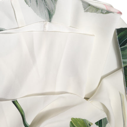 Dolce & Gabbana White Floral One Shoulder Sheath Midi Dress