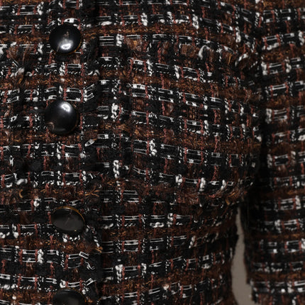 Dolce & Gabbana Brown Tweed Short Sleeves A-line Mini Dress