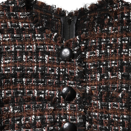Dolce & Gabbana Brown Tweed Short Sleeves A-line Mini Dress