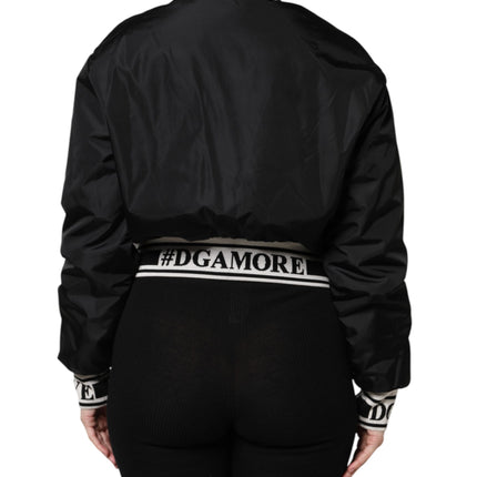 Dolce & Gabbana Black Nylon #DGFamily Full Zip Bomber Jacket