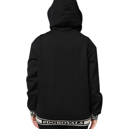 Dolce & Gabbana Black Cotton Hooded Full Zip Sweatshirt Sweater
