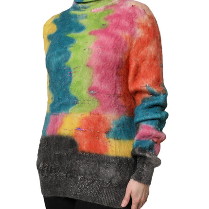 Dolce & Gabbana Multicolor Mohair Turtleneck Pullover Sweater