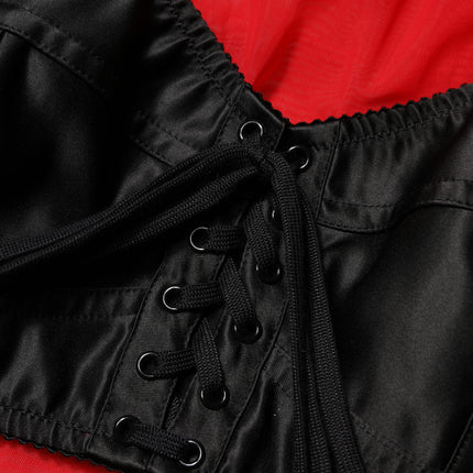 Dolce & Gabbana Red Black Bustier Detailing Long Sleeves Top