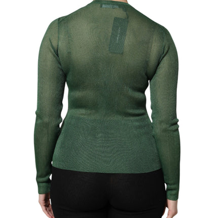 Dolce & Gabbana Green Polyester Long Sleeves Cardigan Sweater