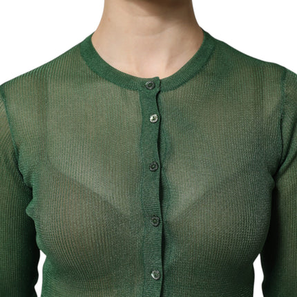 Dolce & Gabbana Green Polyester Long Sleeves Cardigan Sweater