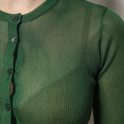 Dolce & Gabbana Green Polyester Long Sleeves Cardigan Sweater