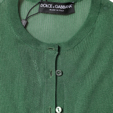 Dolce & Gabbana Green Polyester Long Sleeves Cardigan Sweater
