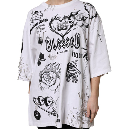 Dolce & Gabbana White Cotton DG BLESSED Printed T-shirt