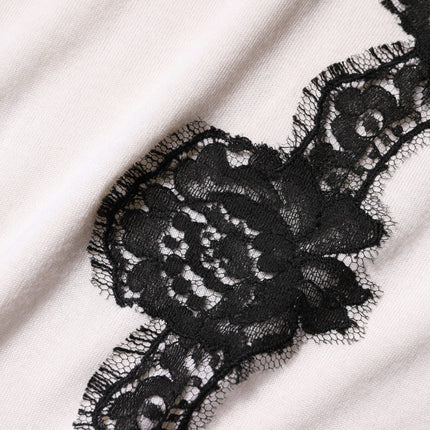Dolce & Gabbana White Cashmere Floral Lace Detailing Tank Top