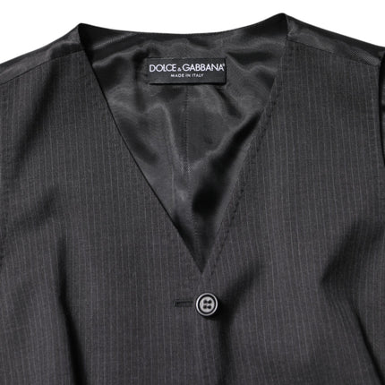 Dolce & Gabbana Black Striped Button Down Sleeveless Vest Top