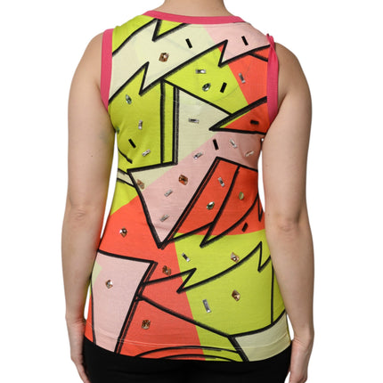 Dolce & Gabbana Multicolor Printed Crystal Embellishment Top