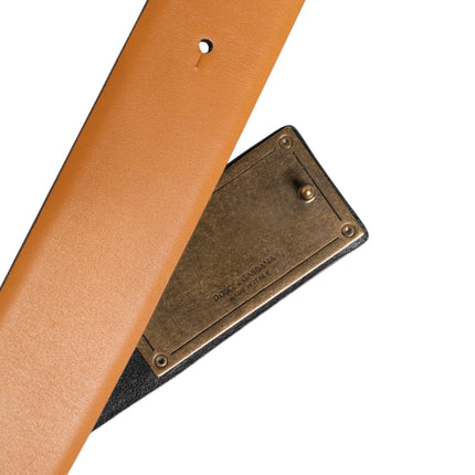Dolce & Gabbana Brown Leather Buckle DG Logo Embossed Belt