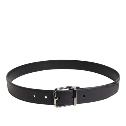 Dolce & Gabbana Black Classic Calf Leather Silver Buckle Belt