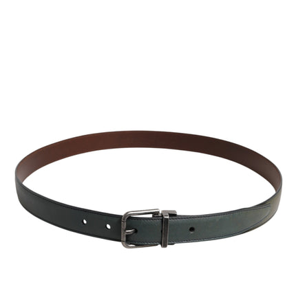 Dolce & Gabbana Green Classic Leather Metal Buckle Belt