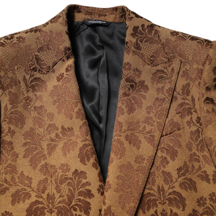 Dolce & Gabbana Brown Floral Jacquard SICILIA 2 Piece Suit