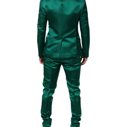 Dolce & Gabbana Green Silk 3 Piece Single Breasted Suit