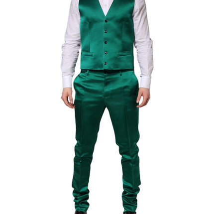 Dolce & Gabbana Green Silk 3 Piece Single Breasted Suit