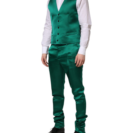 Dolce & Gabbana Green Silk 3 Piece Single Breasted Suit