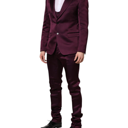 Dolce & Gabbana Dark Purple Silk 3Piece Single Breasted Suit