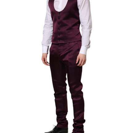 Dolce & Gabbana Dark Purple Silk 3Piece Single Breasted Suit