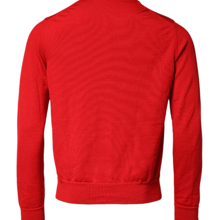 Dolce & Gabbana Red Eye Print Crew Neck Men Pullover Sweater