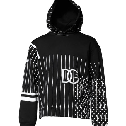 Dolce & Gabbana Black White Stripe Hooded Sweatshirt Sweater