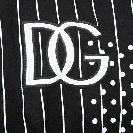 Dolce & Gabbana Black White Stripe Hooded Sweatshirt Sweater