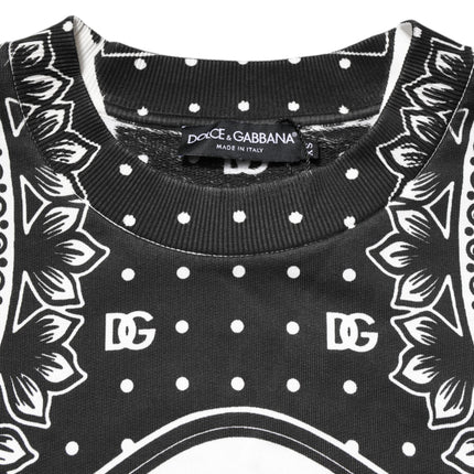 Dolce & Gabbana Black White Bandana Cotton Men Sweatshirt Sweater