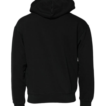 Dolce & Gabbana Black Logo Full Zip Hooded Men Sweatshirt Sweater